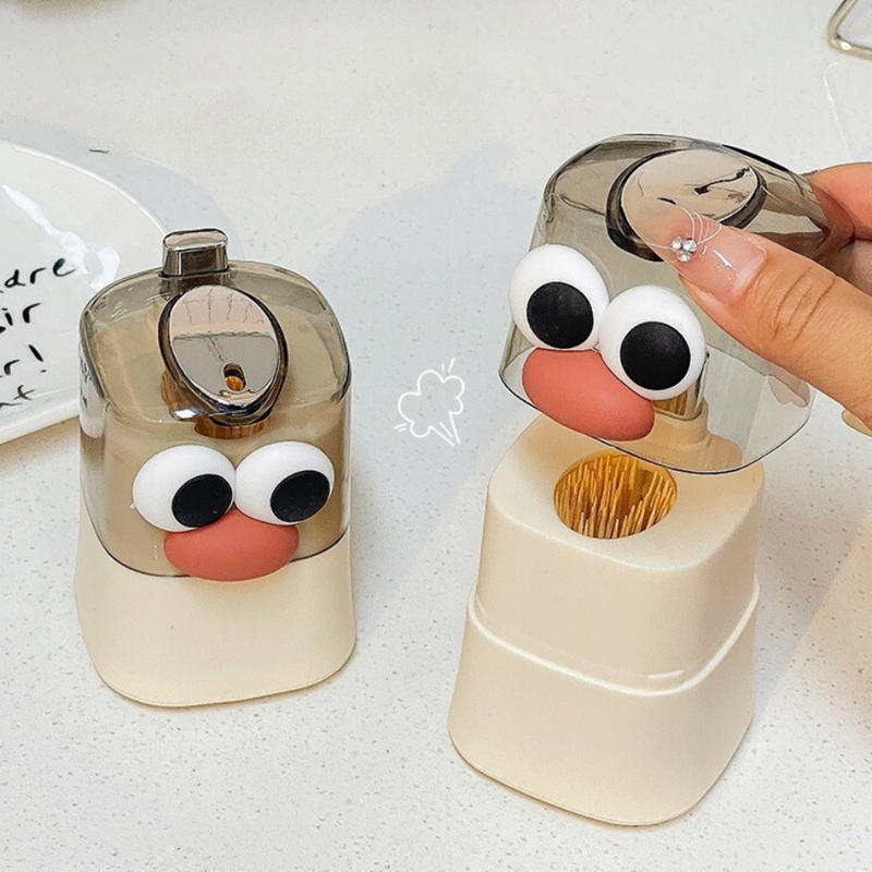 Adorable Cartoon Toothpick Holder Dispenser - Automatic Pop-Up Design, Fun Kitchen Accessory