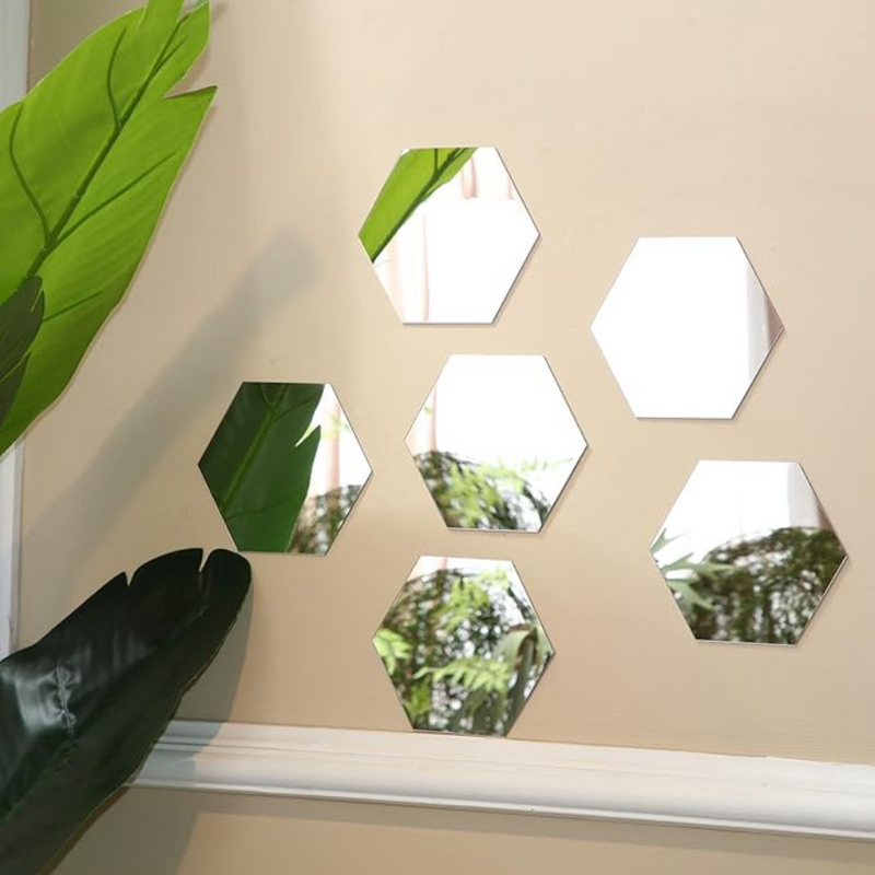 1 Piece - Hexagonal Mirror Wall Sticker - Self-Adhesive Mirror Paste For Home Décor, 12x18 cm, Easy To Apply