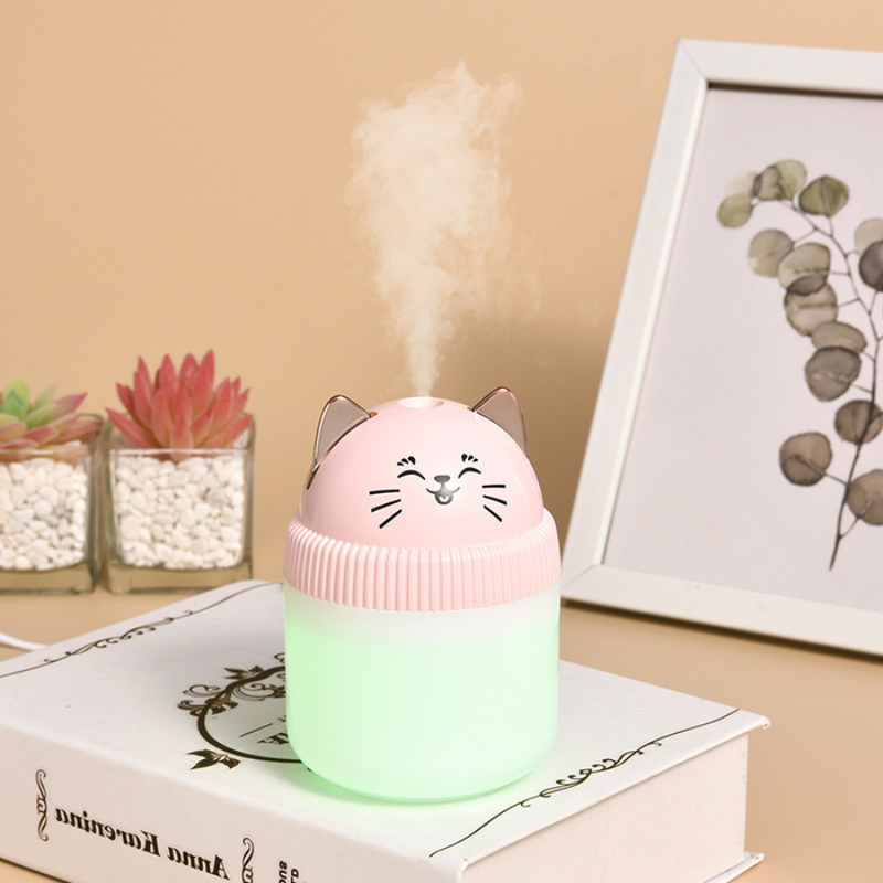 Portable USB Cat-Shaped Humidifier With LED Night Light - Ideal For Desktop And Travel Use