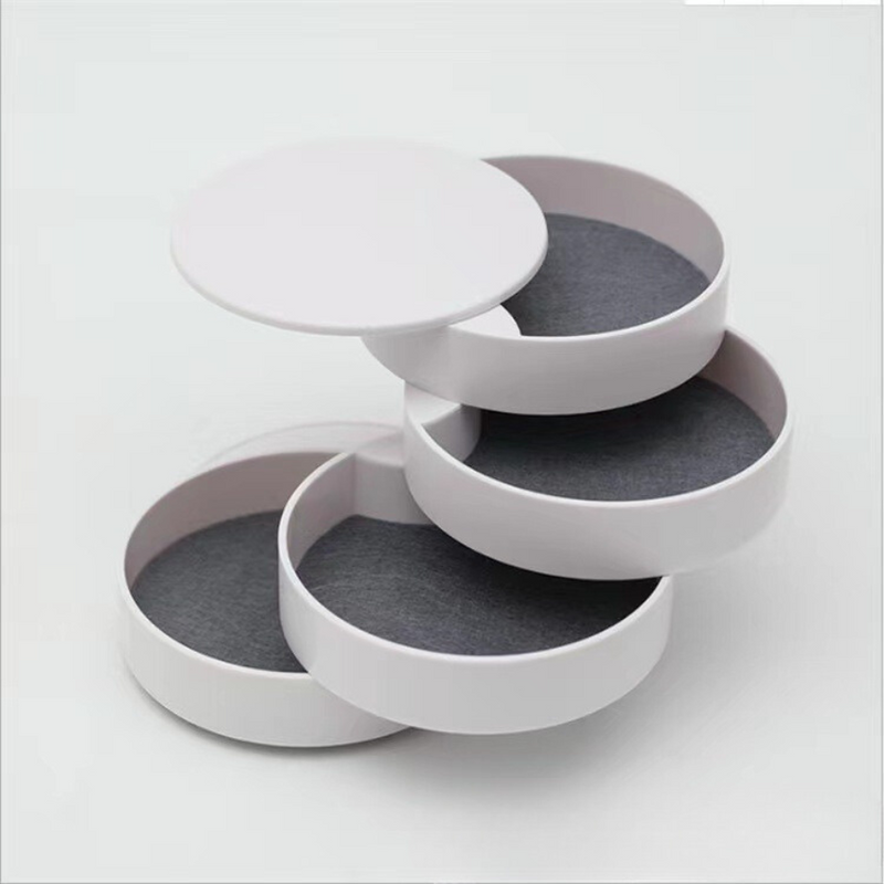 Stylish Round Jewelry Organizer with Built-in Mirror and Multiple Layers for Rings and Earrings