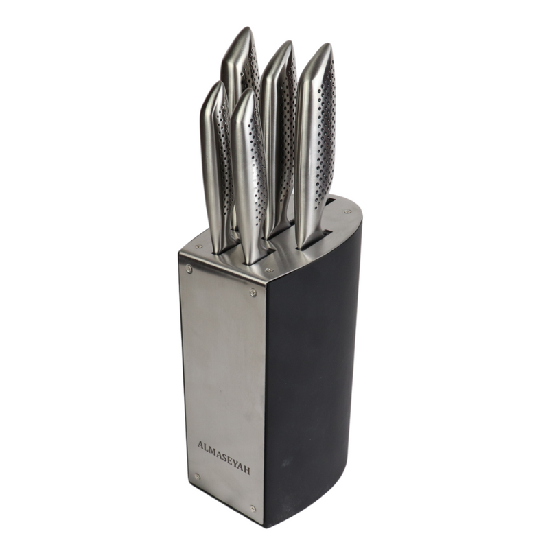 Sleek Stainless Steel Knife Set With Stylish Block - 5 Essential Knives For Your Kitchen