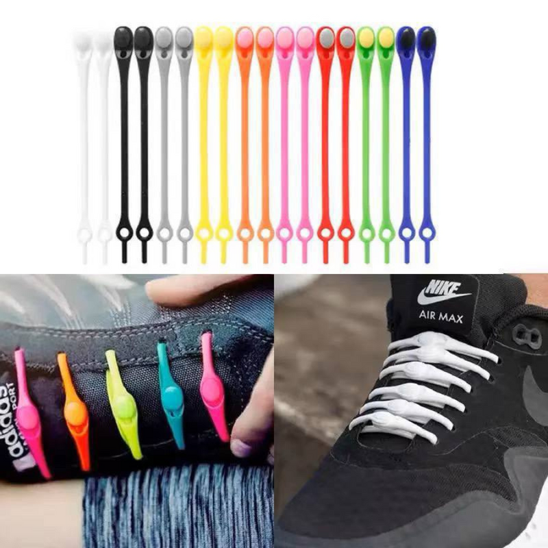 No-Tie Elastic Silicone Shoelaces - Easy Installation, Multicolor, Pack of 12