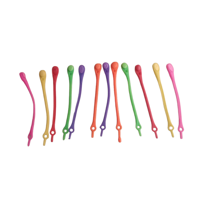 No-Tie Elastic Silicone Shoelaces - Easy Installation, Multicolor, Pack of 12