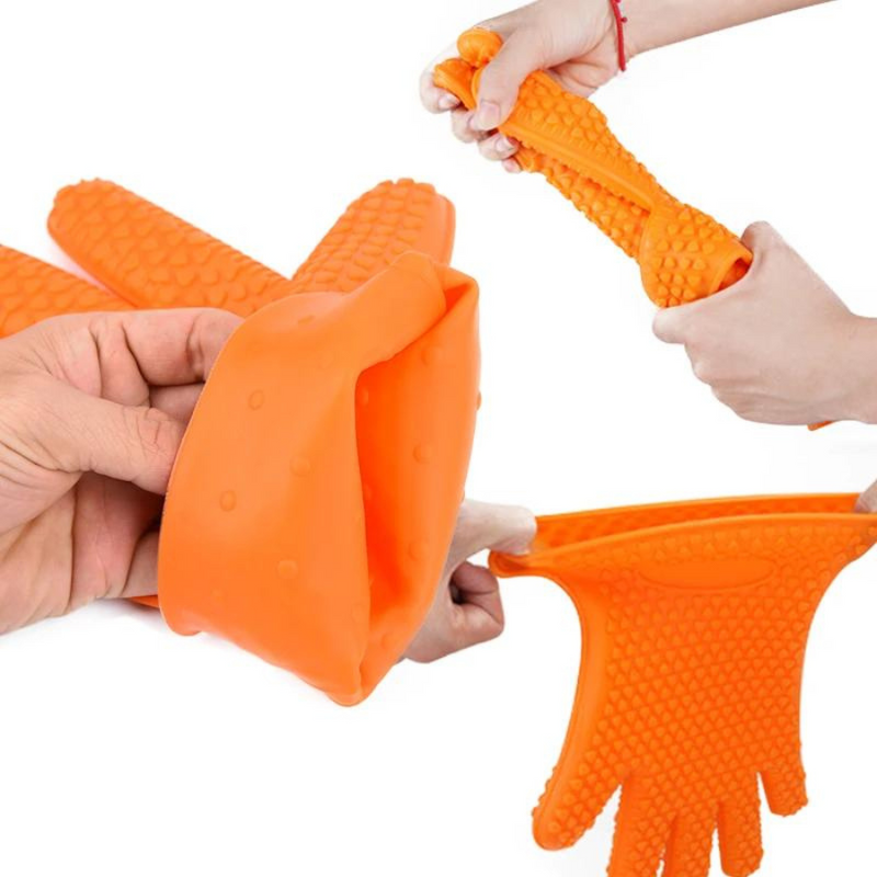 230°C Heat Resistant Silicone Oven Glove - Anti-Slip, Anti-Scalding, Five-Finger Mitt