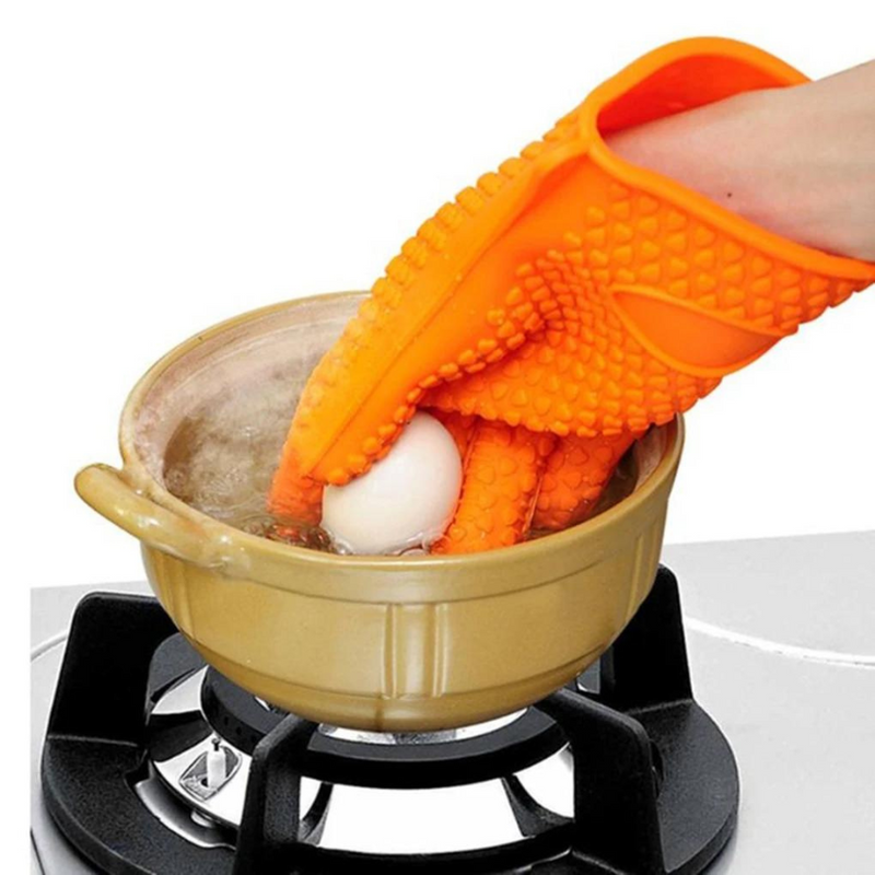 230°C Heat Resistant Silicone Oven Glove - Anti-Slip, Anti-Scalding, Five-Finger Mitt