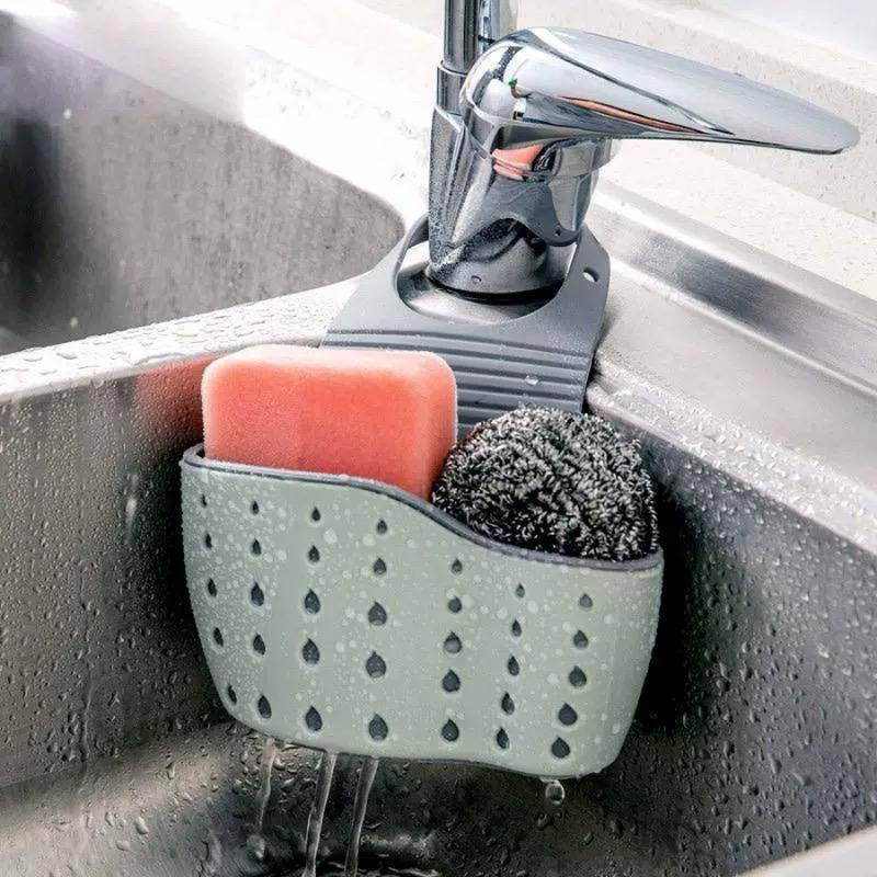 Adjustable Hanging Sink Organizer Caddy For Kitchen Sponge And Brush Storage With Drain Holes