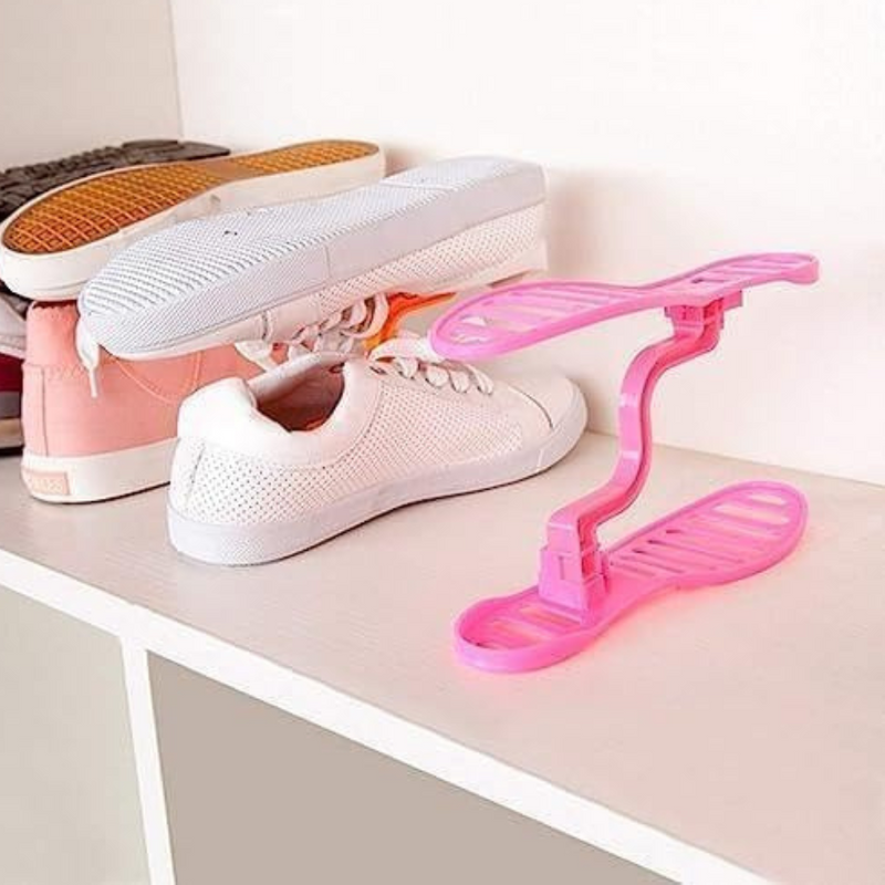 Adjustable Shoe Organizer Space Saver Rack For Stacking And Storing Shoes In Compact Spaces