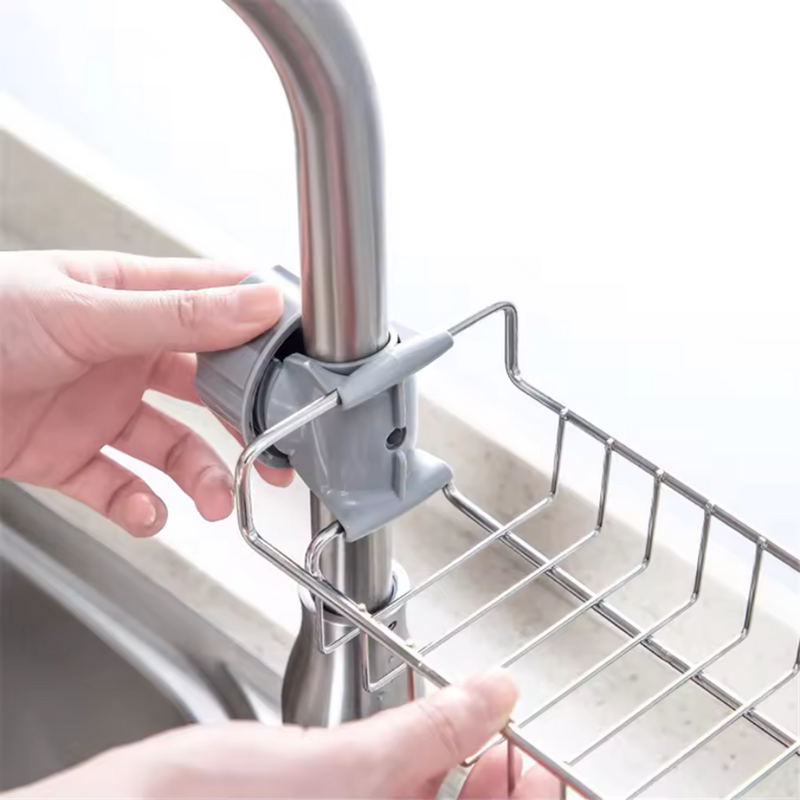 Adjustable Faucet Sponge Holder With Drain Basket – Durable And Space-Saving