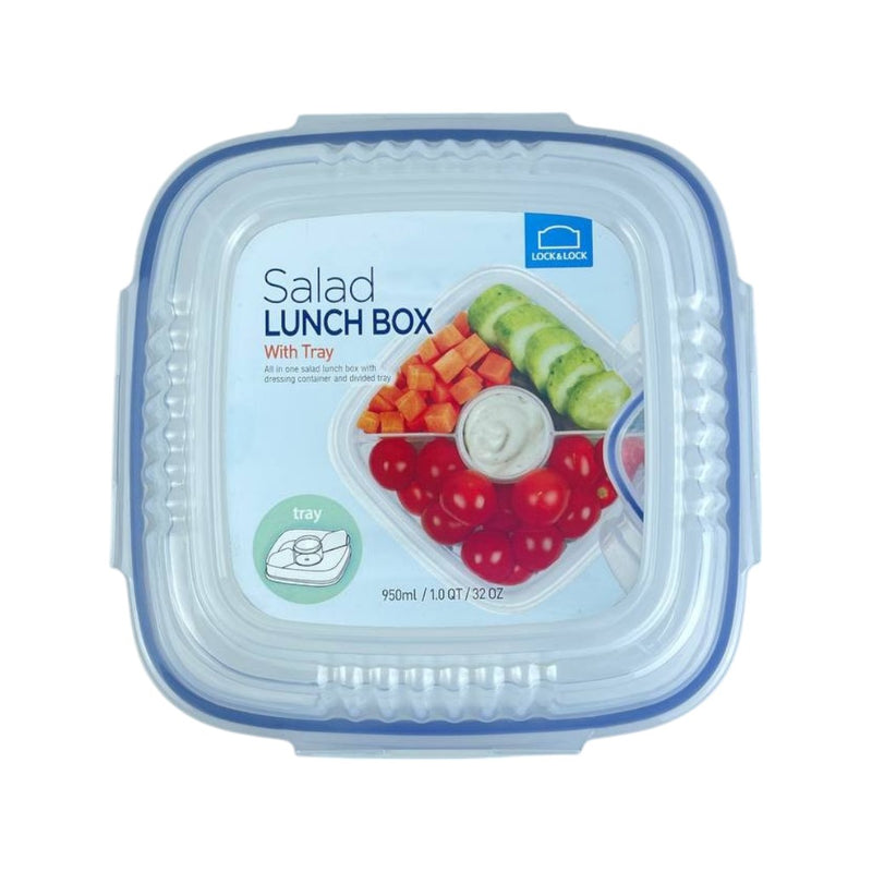 Lock & Lock Salad Lunch Box With Tray, BPA-Free, Leak-Proof, Durable Plastic, 950 ml Capacity