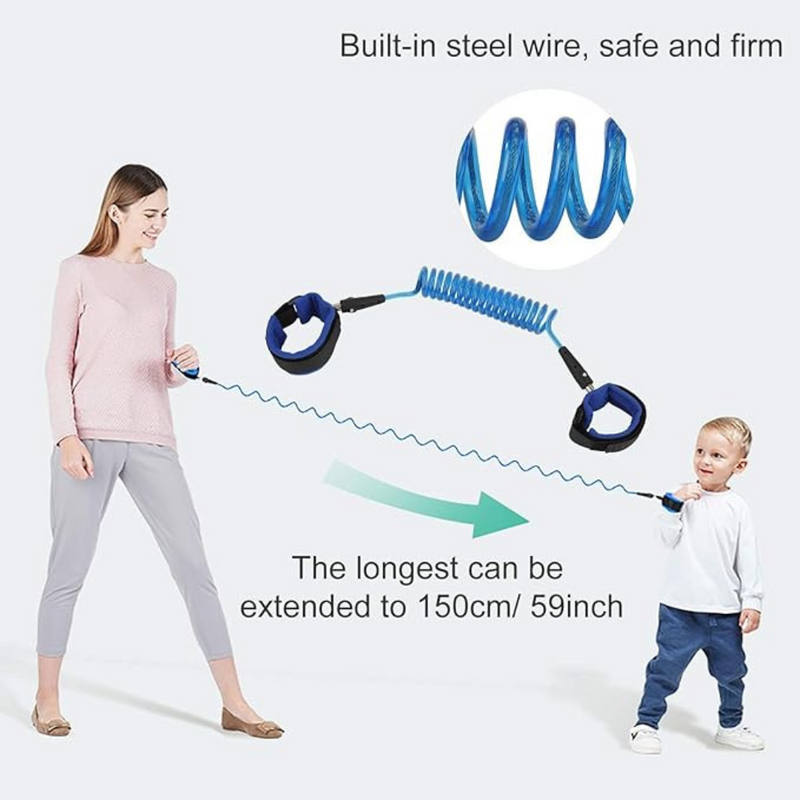 Anti-Lost Child Safety Wrist Leash – Adjustable Toddler Walking Harness With Soft Wristband & Stretchable Cord