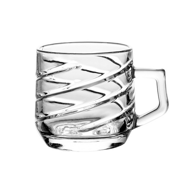 Elegant Blinkmax Glass Coffee Cups Set Of 6 With Spiral Design – Durable And Stylish 205ml Capacity For Perfect Beverages