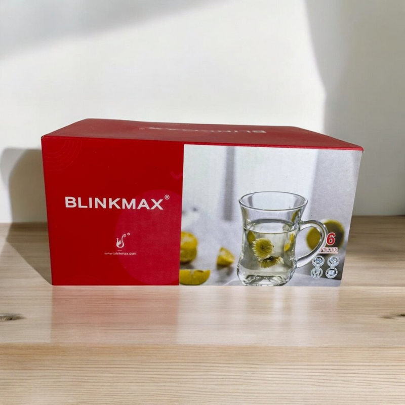 Blinkmax Glass Cup Set Of 6 With Sleek And Modern Design – Durable And Elegant 155ml Capacity For Tea And Coffee