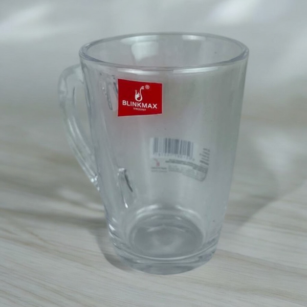 Blinkmax 210ml Glass Mug Set Of 6 - Tall Slim Shape With Ergonomic Handle