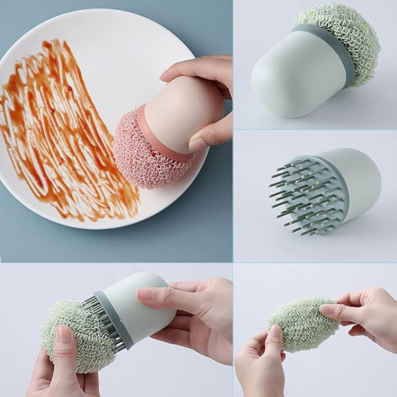 Ergonomic Dish Scrubber With Handle - Durable Cleaning Brush For Dishes, Pans, And Kitchen Use