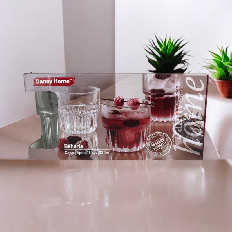 Danny Home Baharla Glass Tumbler Set Of 6 – 330ml Transparent Design For Stylish And Practical Use