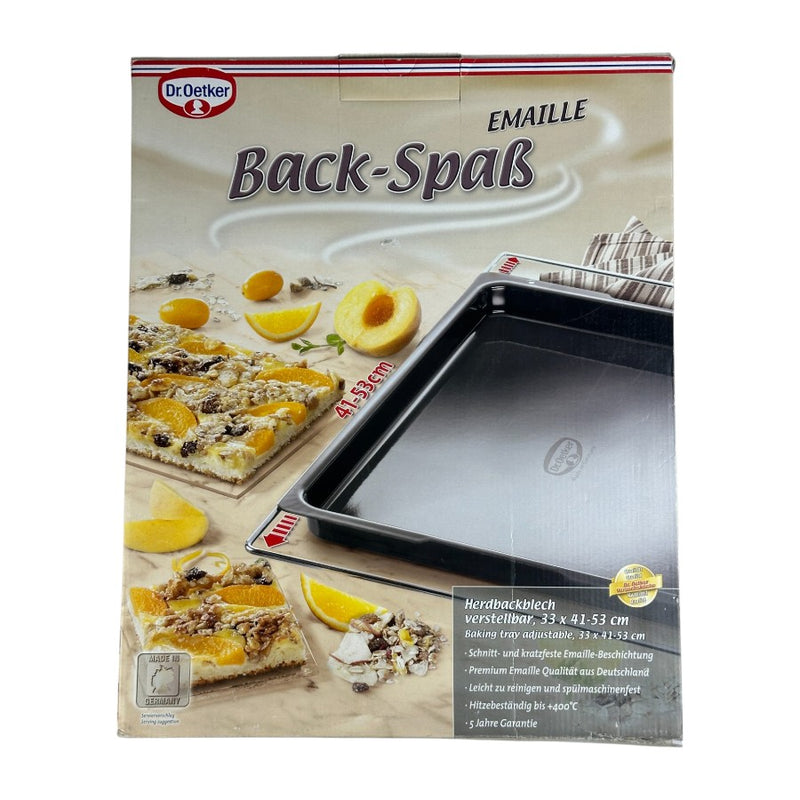 Dr. Oetker Adjustable Baking Tray With Premium Enamel Coating - 33x41-53cm For Cakes And Roasts