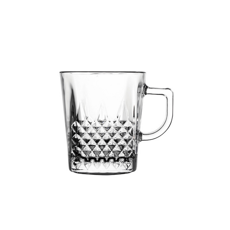 Blinkmax Glass Mug Set Of 6 With Diamond Pattern Design – Durable And Stylish 260ml Capacity For All Beverages