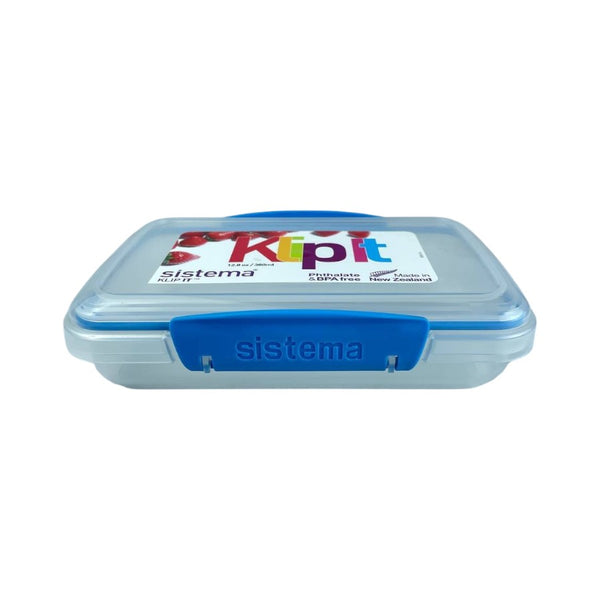 Sistema Klip It Rectangular Food Storage Container - 380ml - Compact BPA-Free Plastic With Secure Locking Lid