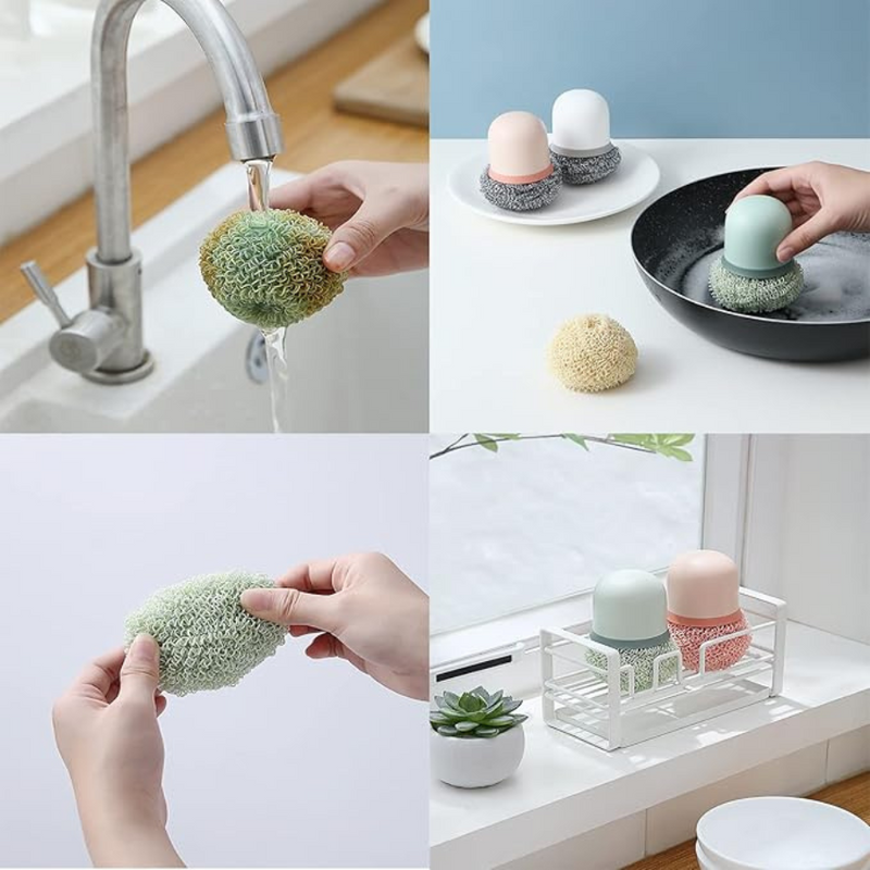 Ergonomic Dish Scrubber With Handle - Durable Cleaning Brush For Dishes, Pans, And Kitchen Use