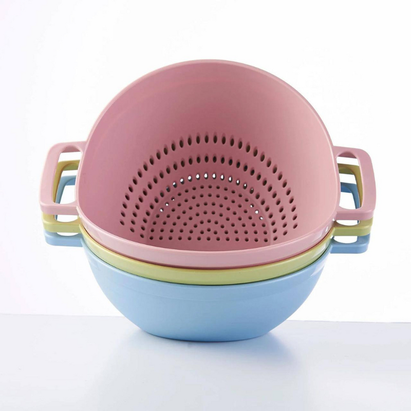 Durable Plastic Colander With Dual Handles For Easy Straining, Available In Random Colors