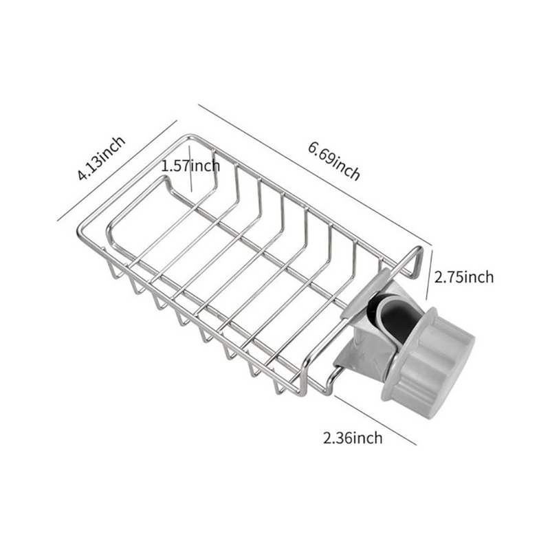 Adjustable Faucet Sponge Holder With Drain Basket – Durable And Space-Saving