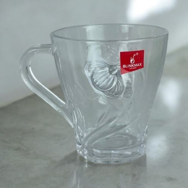 Blinkmax 260ml Glass Mug Set Of 6 - Elegant Design With Handle For Hot And Cold Beverages