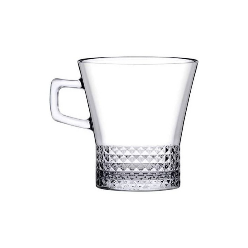 Pasabahce Kuvars Handled Glass Mug Set Of 6 – 243ml Transparent Design For Elegant Beverage Serving