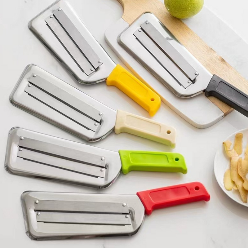 Stainless Steel Double-Blade Mandoline Slicer With Ergonomic Handle For Precise Food Cutting