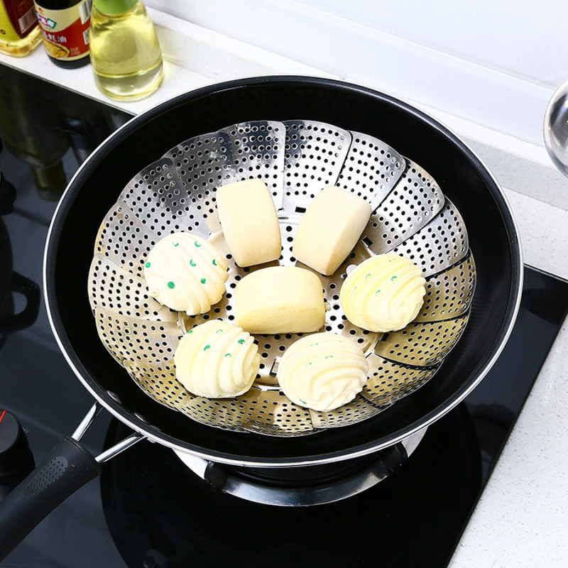 Foldable Stainless Steel Steamer Basket Available In 3 Sizes For Healthy Cooking And Versatile Use