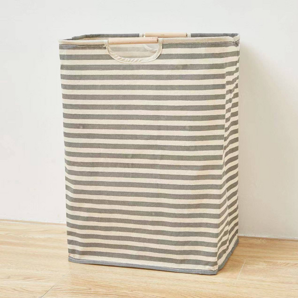 Foldable Striped Laundry Basket With Handles - Lightweight And Durable For Clothes And Storage