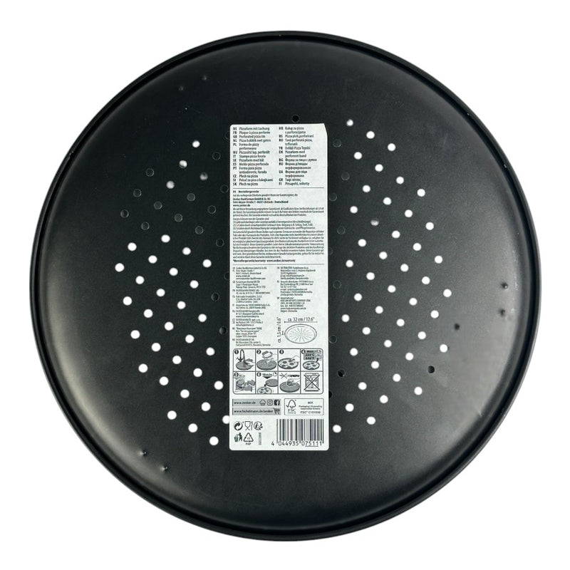 Zenker Perforated Pizza Pan With Non-Stick Coating - 32cm Round Baking Tray For Crispy Crusts