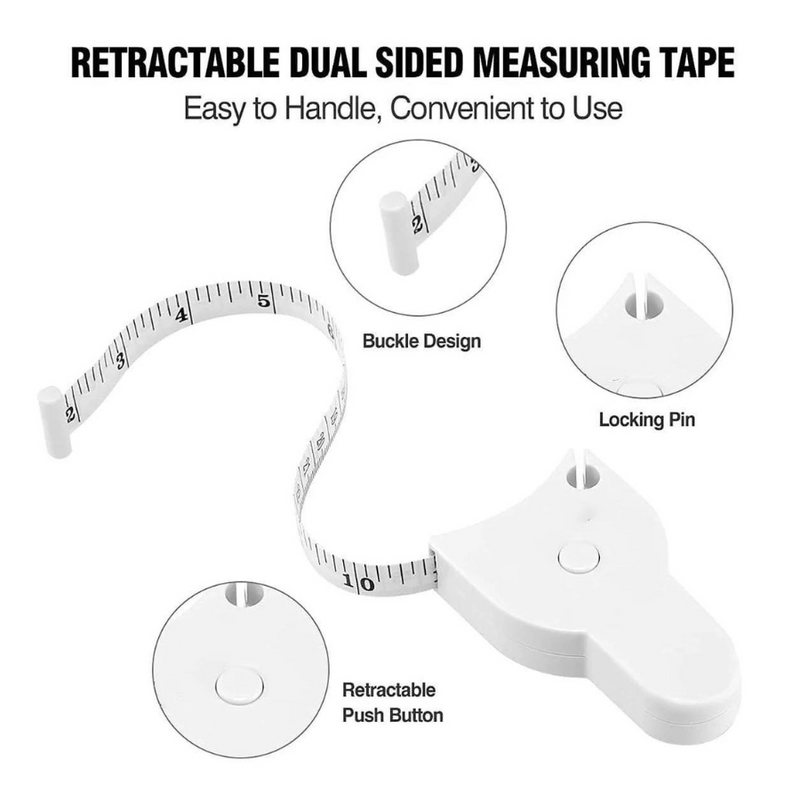 Retractable Dual-Sided Measuring Tape With Locking Pin And Buckle Design For Body Measurements And Sewing, Compact And Durable