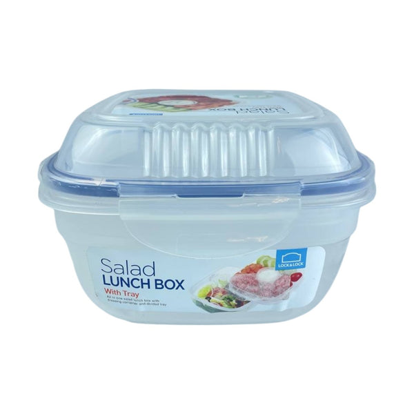 Lock & Lock Salad Lunch Box With Tray, BPA-Free, Leak-Proof, Durable Plastic, 950 ml Capacity