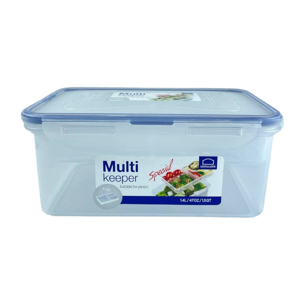 Look & Lock Airtight Multi-Keeper Food Storage Container, 1.4L Capacity, BPA-Free, With Tray