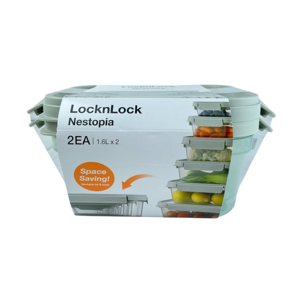 Look & Lock Nestopia Food Storage Container Set, 2 Pcs, 1.6L Each, BPA-Free, Space-Saving Design