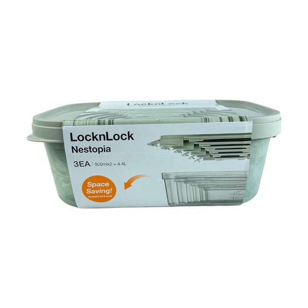 Look & Lock Nestopia Airtight Food Storage Container Set, 3 Pcs, 920ml + 920ml + 4.4L, BPA-Free