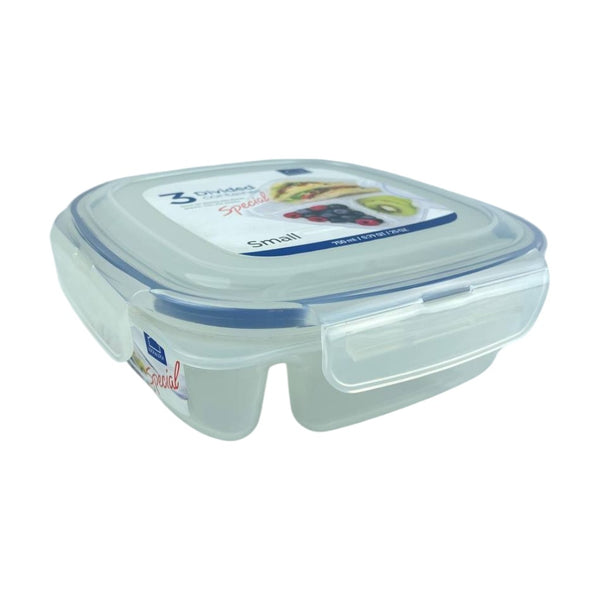 Lock & Lock Airtight Food Storage Container With 3 Divided Compartments, BPA-Free, Durable, 750 ml Capacity