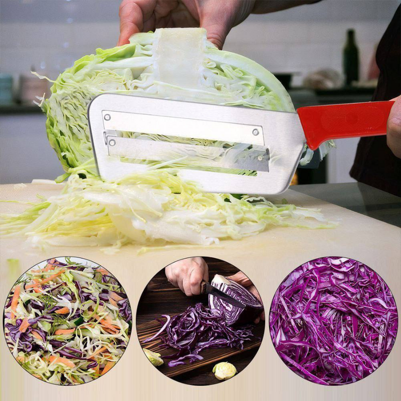 Stainless Steel Double-Blade Mandoline Slicer With Ergonomic Handle For Precise Food Cutting