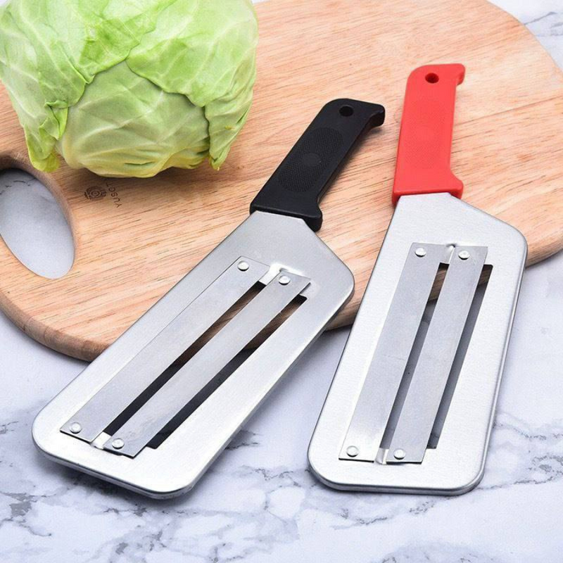 Stainless Steel Double-Blade Mandoline Slicer With Ergonomic Handle For Precise Food Cutting