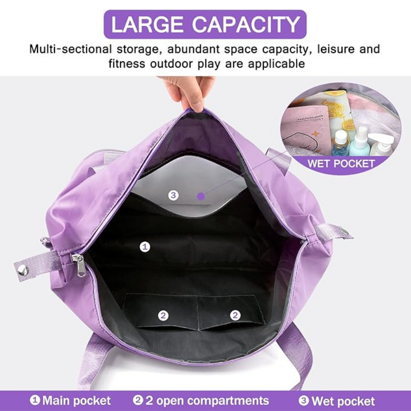 Expandable Waterproof Travel Tote Bag With Separate Compartment - Multi-Functional Handbag