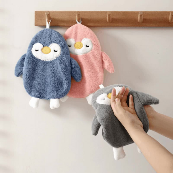 Cute Penguin-Shaped Microfiber Hand Towel – Ultra-Soft, Super Absorbent & Quick-Dry