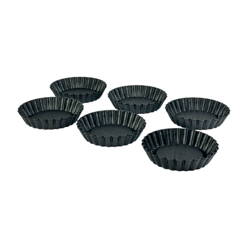 Zenker Black Metallic Tartlet Tins Set Of 6 - 10 cm - Non-Stick Coated - Made In Germany