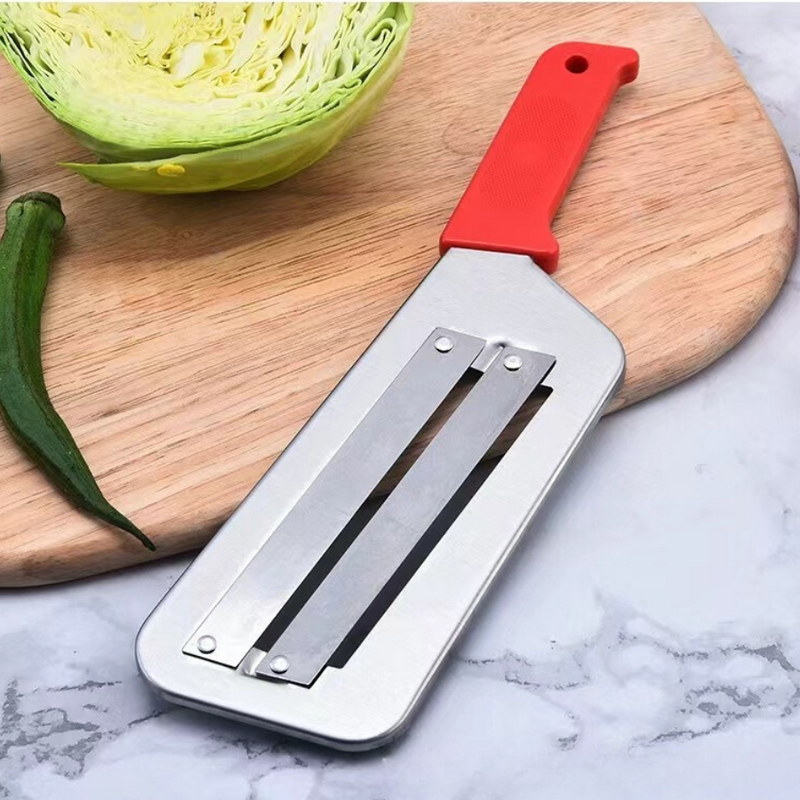 Stainless Steel Double-Blade Mandoline Slicer With Ergonomic Handle For Precise Food Cutting