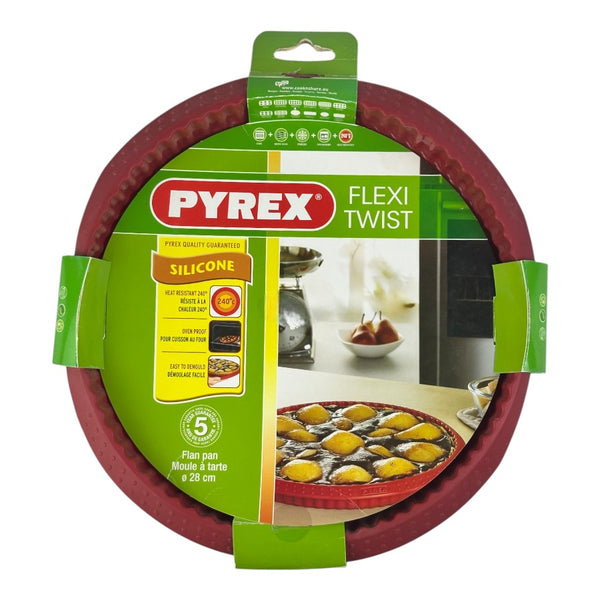 Pyrex Flexi Twist Silicone Flan Pan - Non-Stick - Heat Resistant - Oven Safe - 28 cm