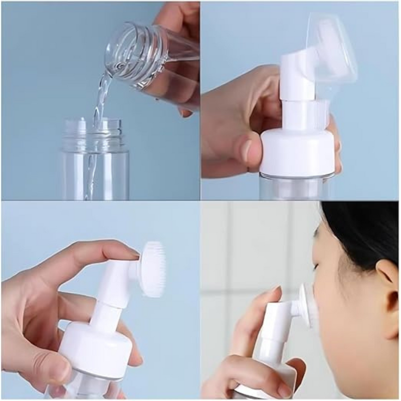 Foaming Face Cleanser Pump Bottle With Soft Silicone Brush – Deep Cleansing & Gentle Exfoliation