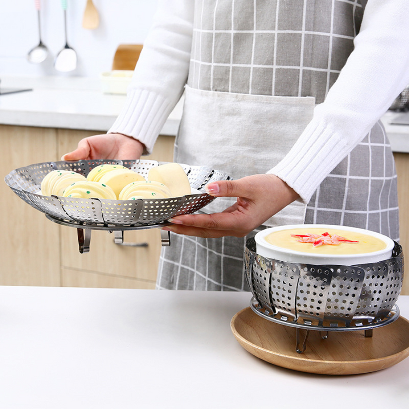 Foldable Stainless Steel Steamer Basket Available In 3 Sizes For Healthy Cooking And Versatile Use