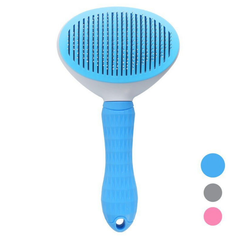 Self-Cleaning Pet Grooming Brush With Ergonomic Handle For Cats And Dogs - Easy Hair Removal And Comfort