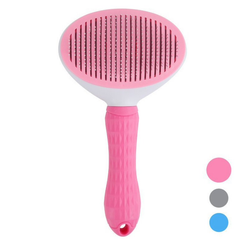 Self-Cleaning Pet Grooming Brush With Ergonomic Handle For Cats And Dogs - Easy Hair Removal And Comfort