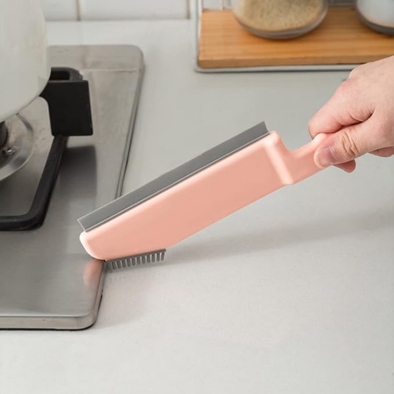 3-In-1 Silicone Cleaning Brush With Scraper, Soft Bristles, And Ergonomic Handle For Stubborn Stains, Dishes, And Household Surfaces