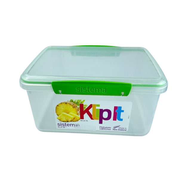 Sistema Klip It Food Storage Container - 3L - BPA-Free Durable Plastic With Secure Locking Lid